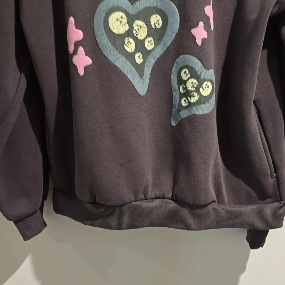 True Love gray blue pink hoodie. Size XL. Worn distressed look. - Picture 3 of 6